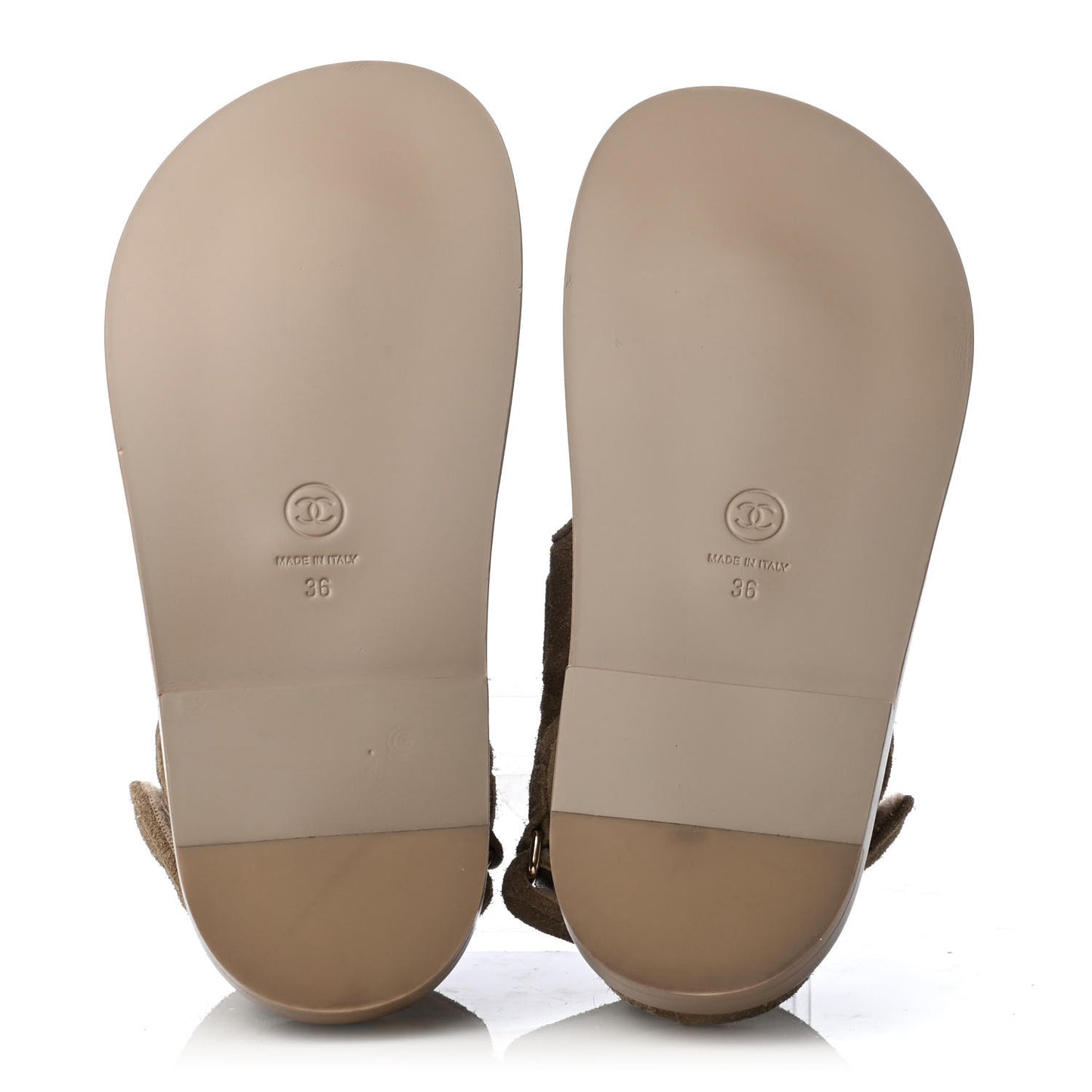 Suede Calfskin Velcro Dad Sandals 36 Beige