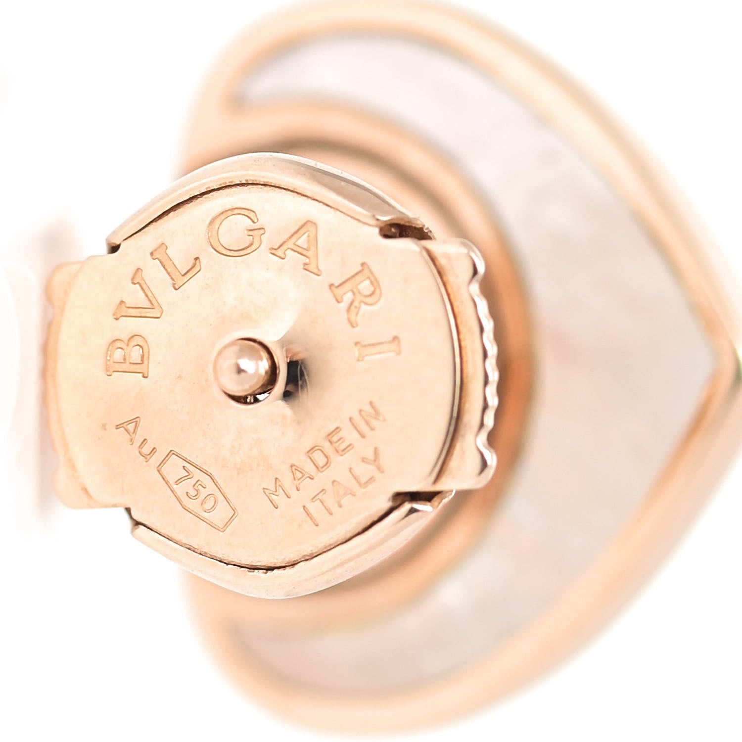 Bulgari 18K Rose Gold Mother of Pearl BVLGARI BVLGARI Cuore Stud Earrings 5 of 7