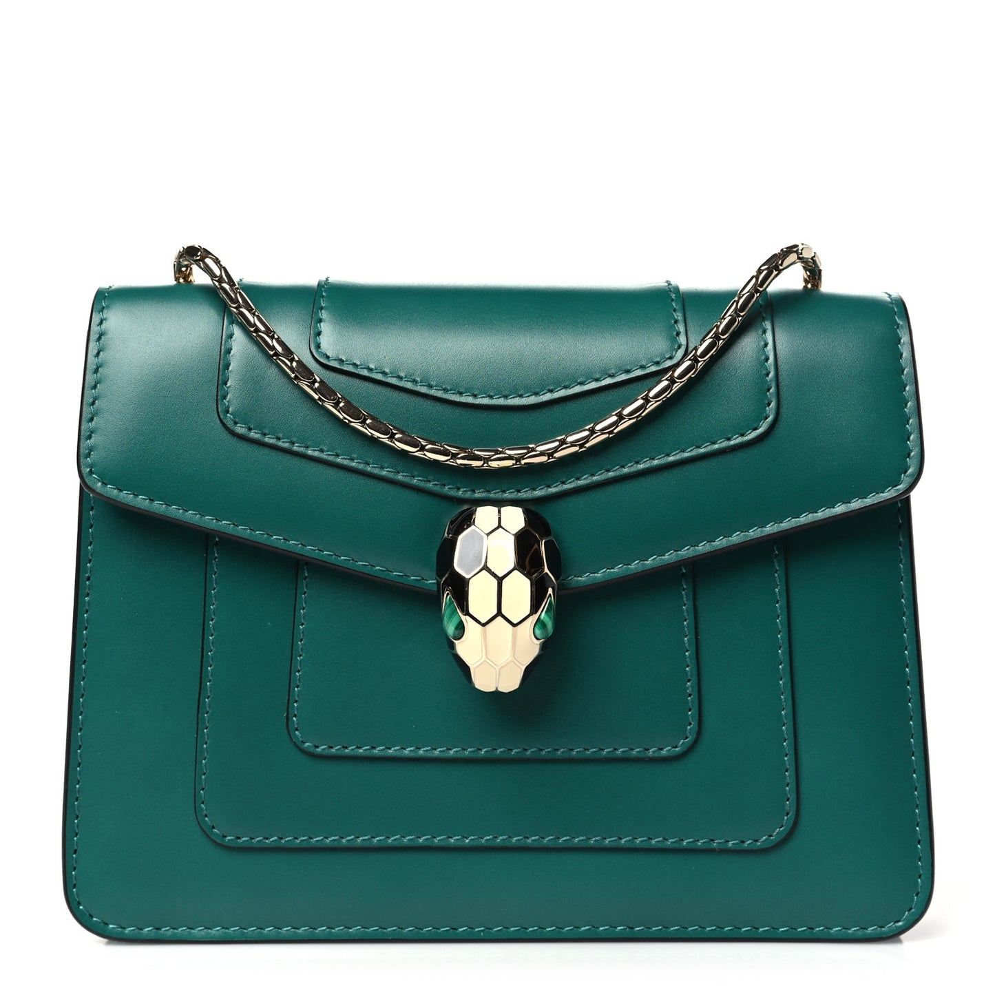 Calfskin Small Serpenti Forever Snake Strap Crossbody Bag Emerald Green