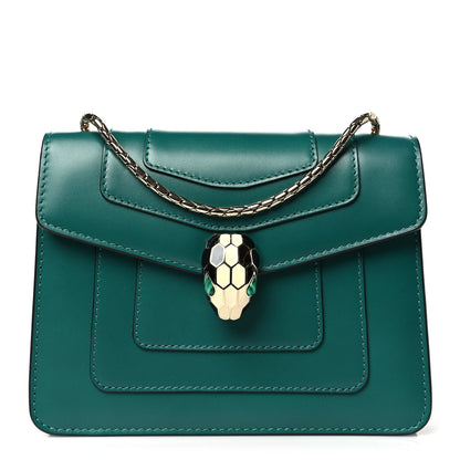 Bulgari Calfskin Small Serpenti Forever Snake Strap Crossbody Bag Emerald Green 1 of 10