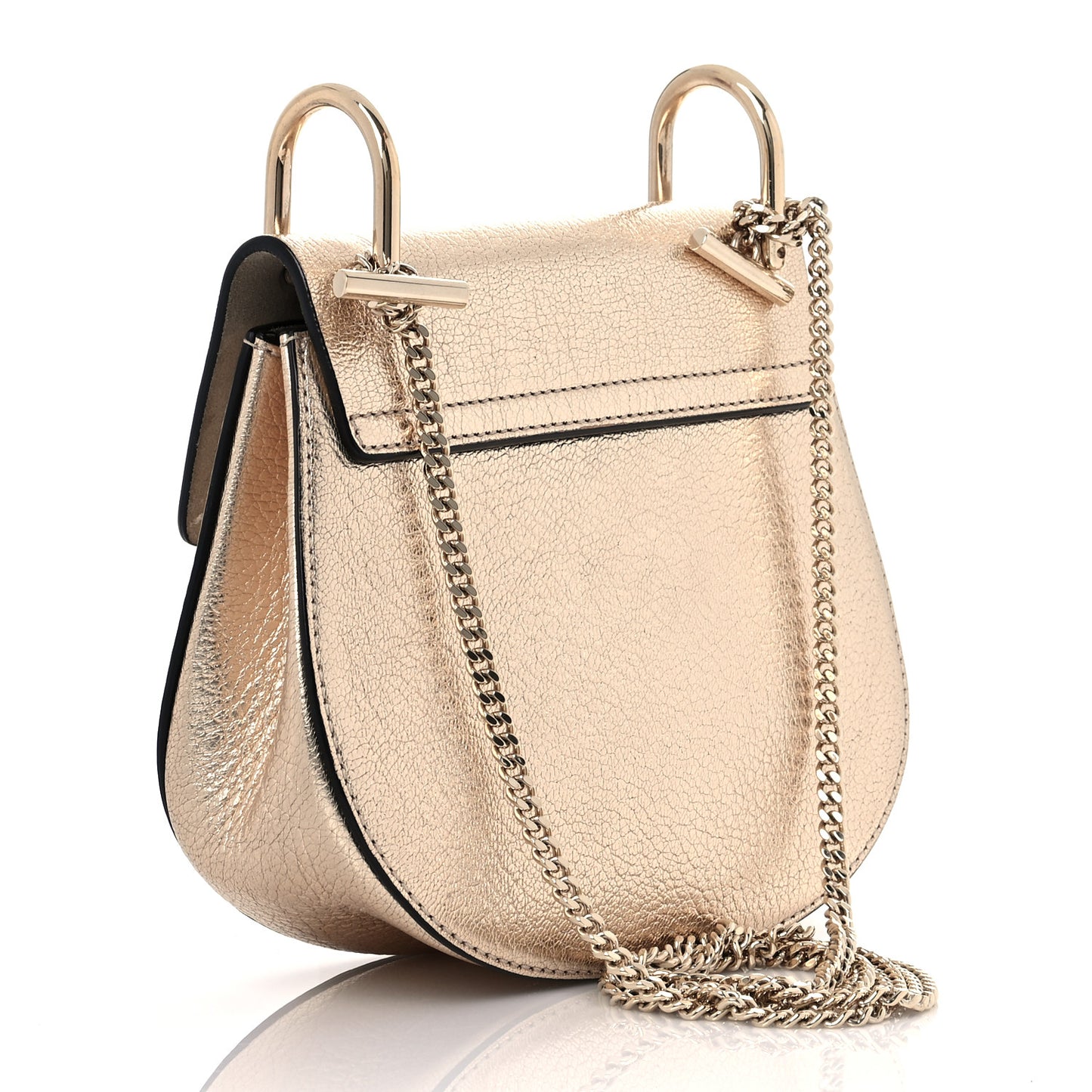 Metallic Goatskin Mini Drew Shoulder Bag Pale Gold
