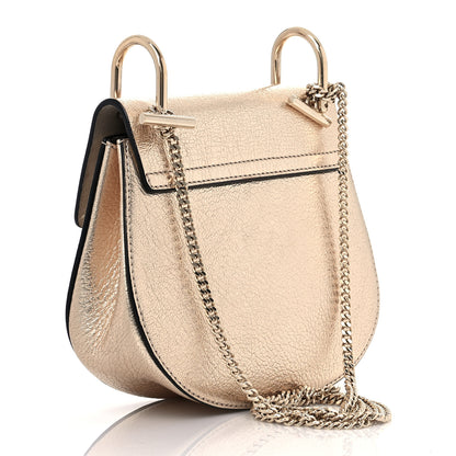 Chloe Metallic Goatskin Mini Drew Shoulder Bag Pale Gold 3 of 12