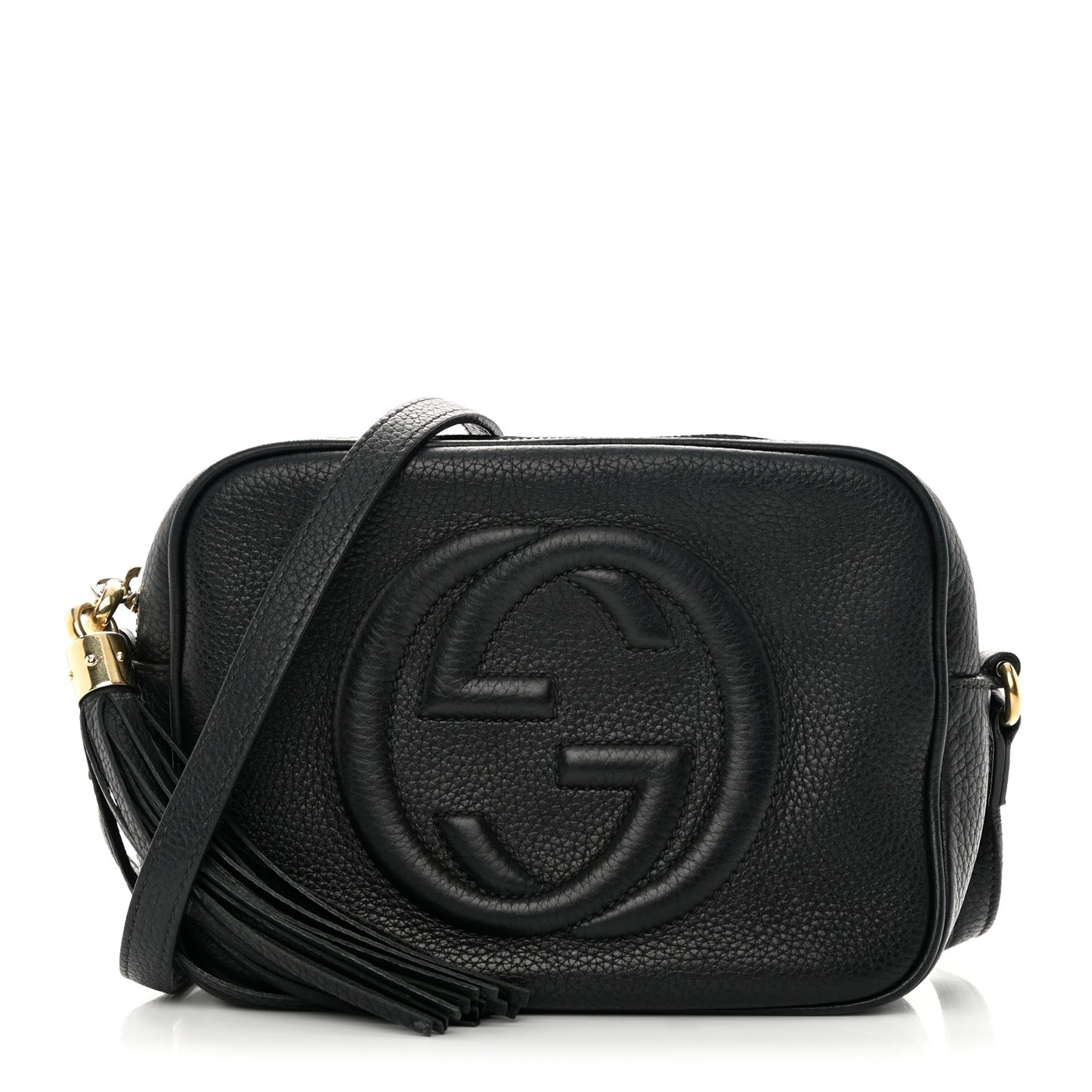Pebbled Calfskin Small Soho Disco Bag Black