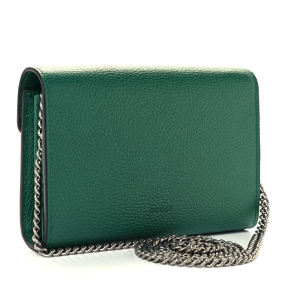 Gucci Calfskin Mini Dionysus Chain Wallet Emerald 3 of 10