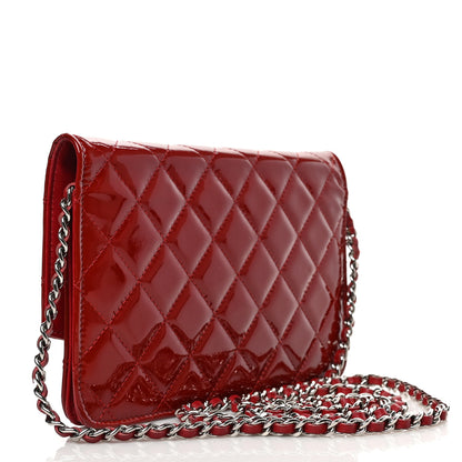 Chanel Patent Quilted Brilliant Wallet On Chain WOC Red 3 of 9