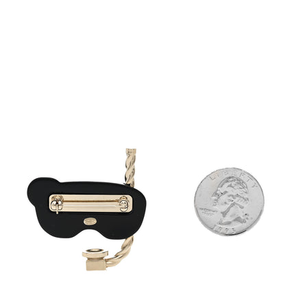 Chanel Resin Pearl Snorkeling CC Brooch Black White Gold 2 of 4
