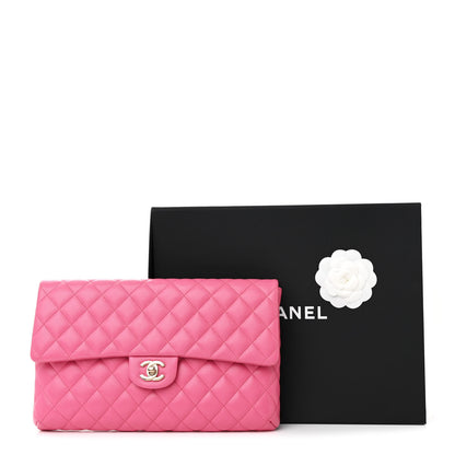 Chanel Caviar Quilted Flap Clutch Pink 12 of 12