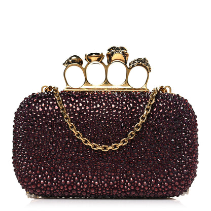 Alexander McQueen Crystal Jeweled Knuckle Duster Box Clutch Red 1 of 10