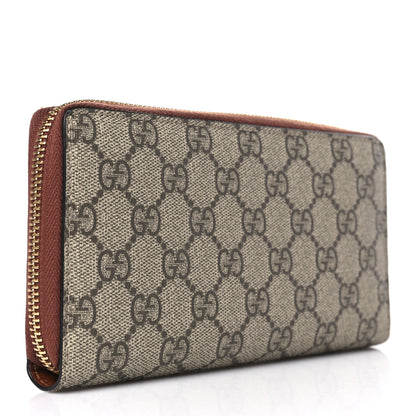 Gucci GG Supreme Monogram Cuoio Toscano Zip Around Wallet Beige Ebony Cuir 3 of 6