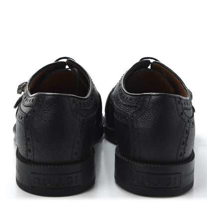 Gucci Calfskin Web Mens Queercore Brogue Derby Shoes 7 Black 5 of 12