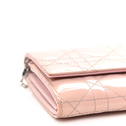 Christian Dior Patent Cannage Rendezvous Chain Wallet Pale Pink 12 of 13