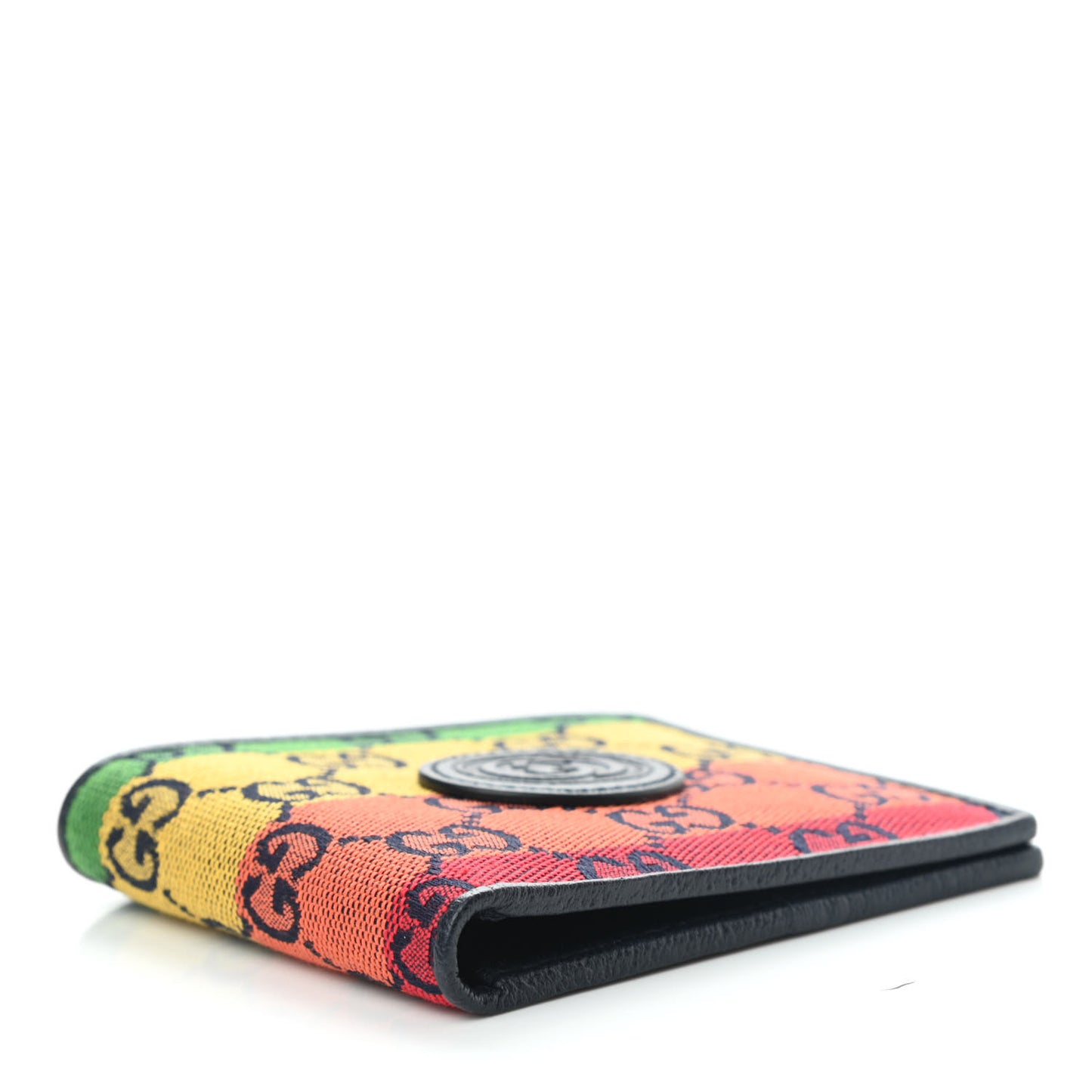 Monogram Multicolor Textured Calfskin Retro Interlocking G Bi-Fold Wallet Blue Rainbow