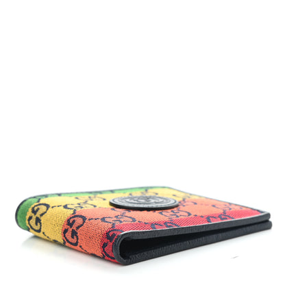 Gucci Monogram Multicolor Textured Calfskin Retro Interlocking G Bi-Fold Wallet Blue Rainbow 3 of 6