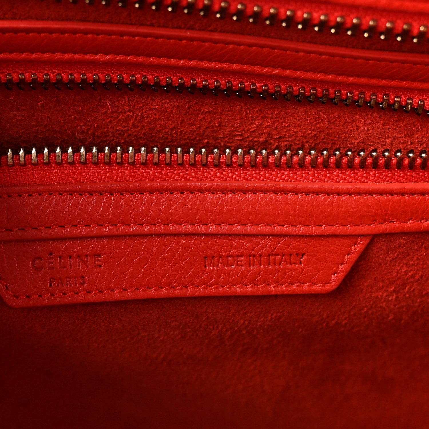 Celine Drummed Calfskin Micro Luggage Vermillion 6 of 9