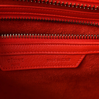 Celine Drummed Calfskin Micro Luggage Vermillion 6 of 9