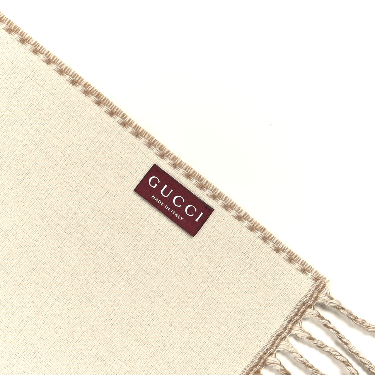 Gucci Wool Cashmere Interlocking G Scarf Ivory Beige 1832861