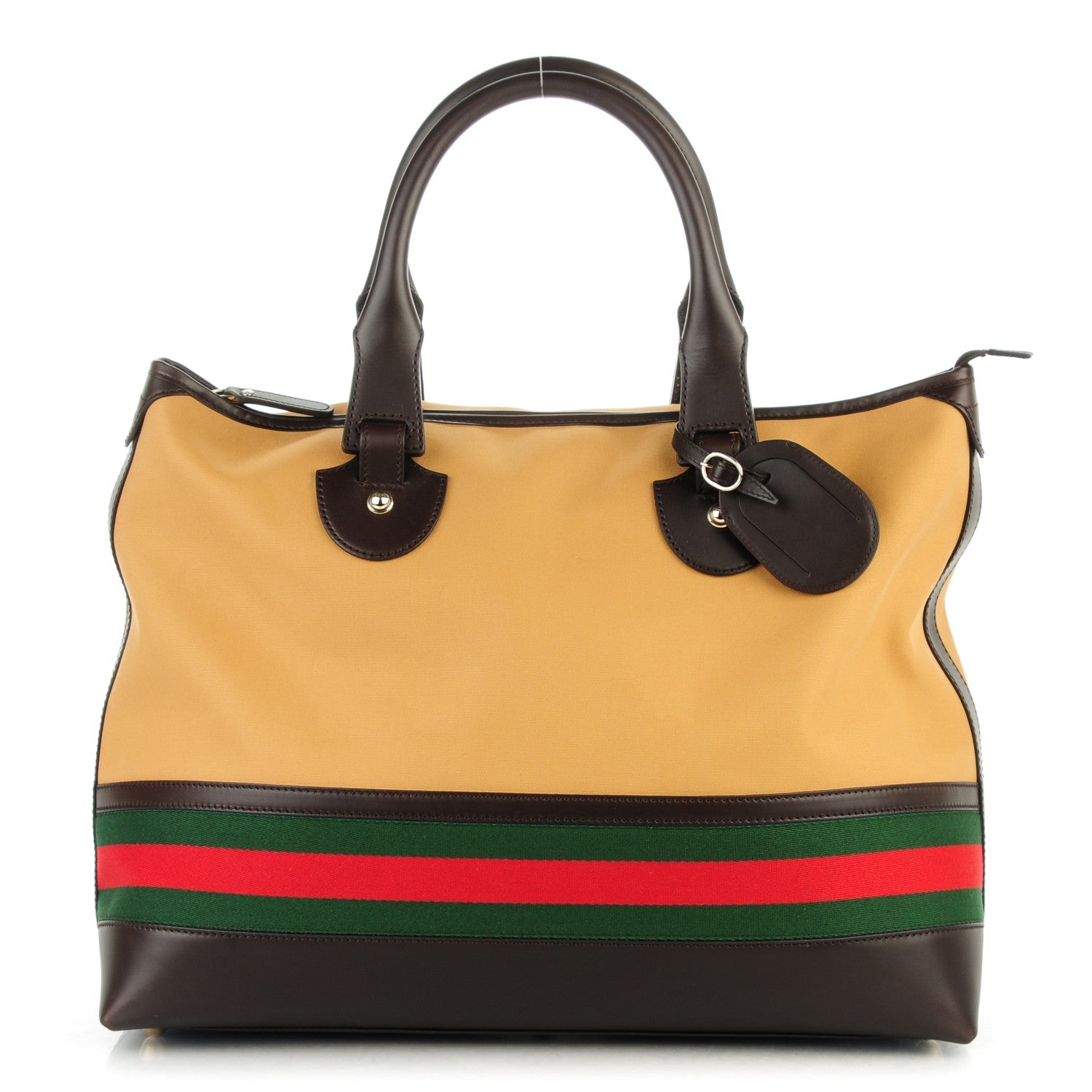 Gucci Canvas Large Signature Web Tote Dark Brown 1 of 7