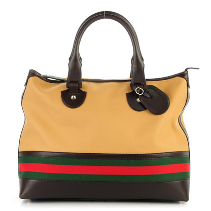 Gucci Canvas Large Signature Web Tote Dark Brown 1 of 7