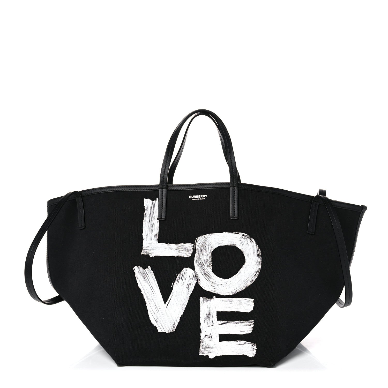 Burberry Canvas Printed Love Tote Bag Black 1 of 13