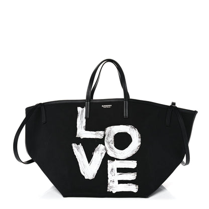 Burberry Canvas Printed Love Tote Bag Black 1 of 13