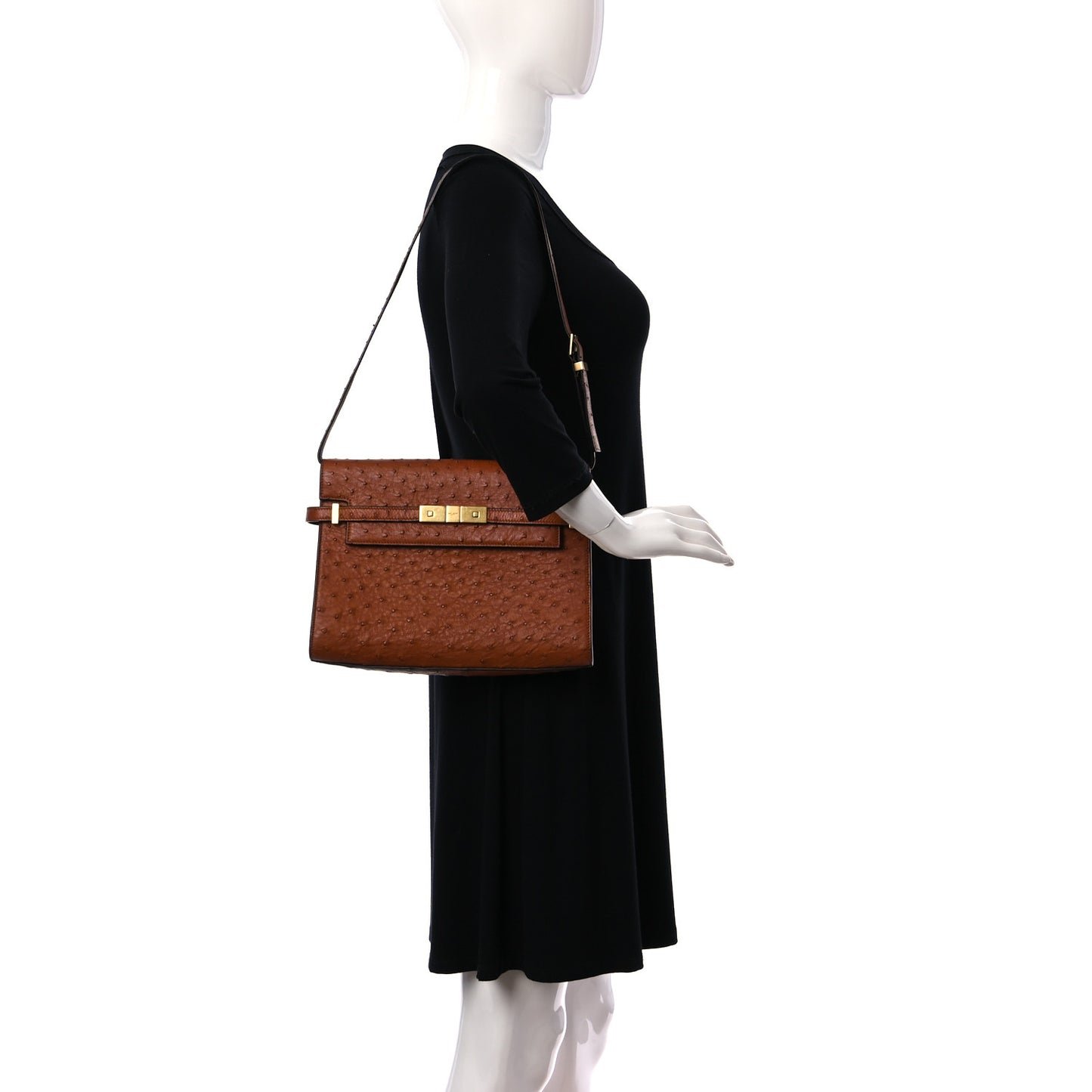Ostrich Small Manhattan Shoulder Bag