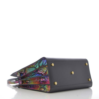 Saint Laurent Calfskin Embossed Python Small Sac De Jour Black Multicolor 6 of 13