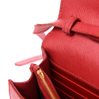 Prada Saffiano Fiocco Bow Flap Wallet Fuoco 6 of 13