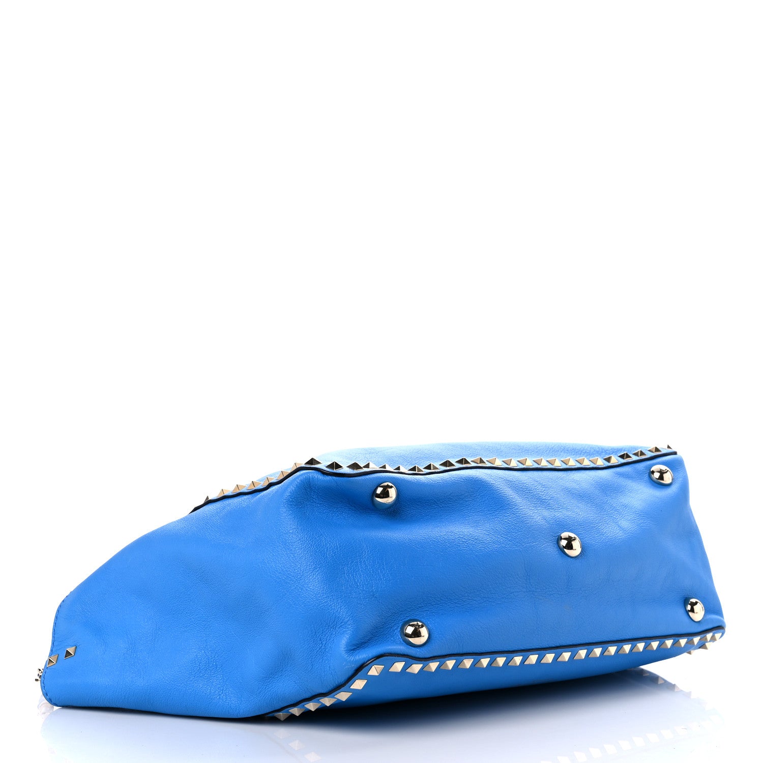 Valentino Garavani Vitello Medium Rockstud Tote Blue Fluo 3 of 12