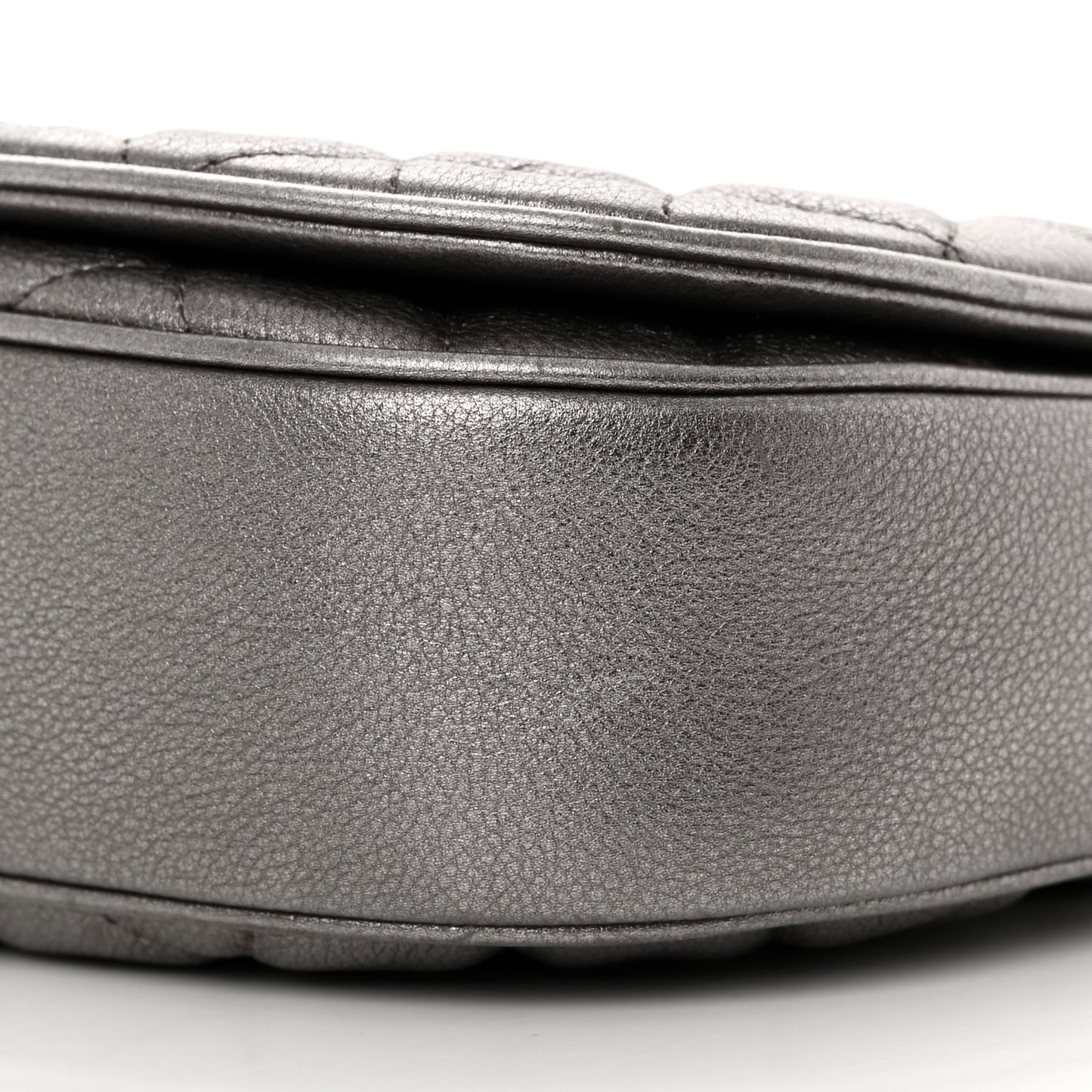 Metallic Calfskin Quilted Casual Pocket Messenger Flap Silver