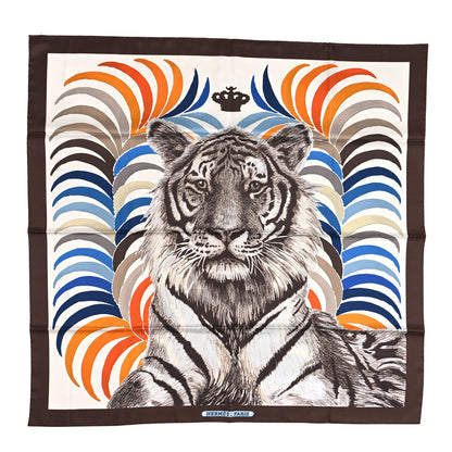 Hermes Silk Double Face Tigre Royal Scarf 90 Marron White Multi 1 of 5