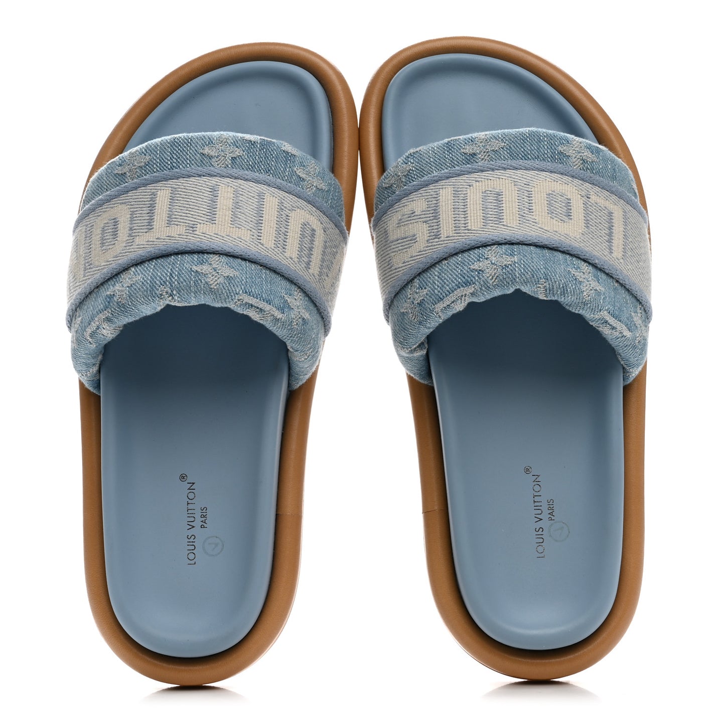 Monogram Denim LV Bliss Womens Comfort Mules 36.5 Turquoise