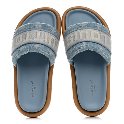 Louis Vuitton Monogram Denim LV Bliss Womens Comfort Mules 36.5 Turquoise 2 of 9