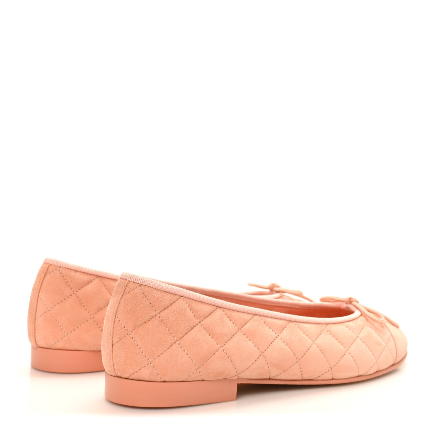 Chanel Suede Quilted Cap Toe CC Ballerina Flats 38 Light Orange 5 of 10