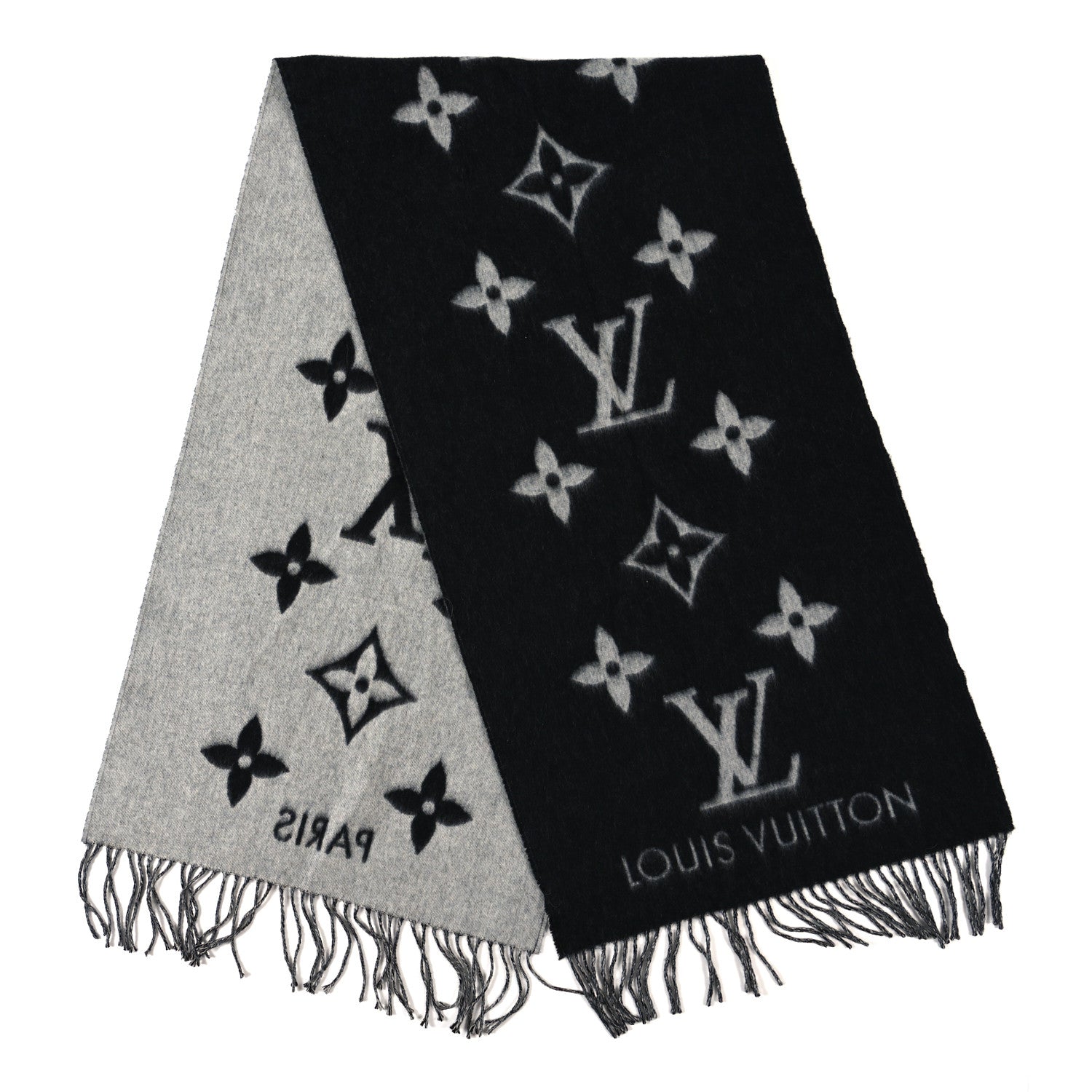 Louis Vuitton Cashmere Monogram Reykjavik Scarf Black 2 of 3