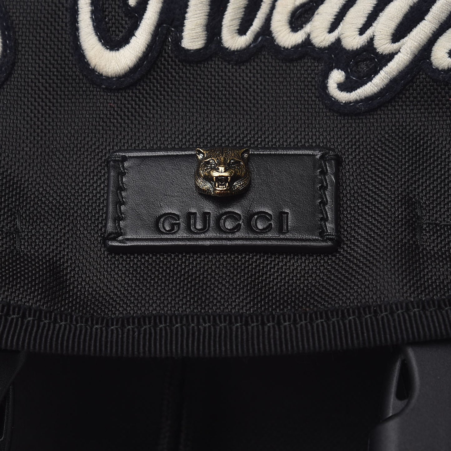 Techno Canvas Web L'Aveugle Par Amour Embroidered Double Buckle Backpack Black