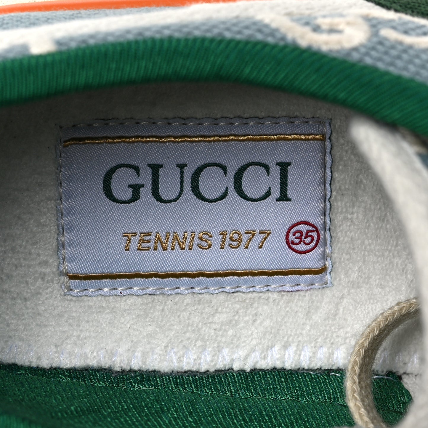 Cotton GG Monogram Web Womens 1977 Tennis Sneakers 35 Philod Ivory Mystic White
