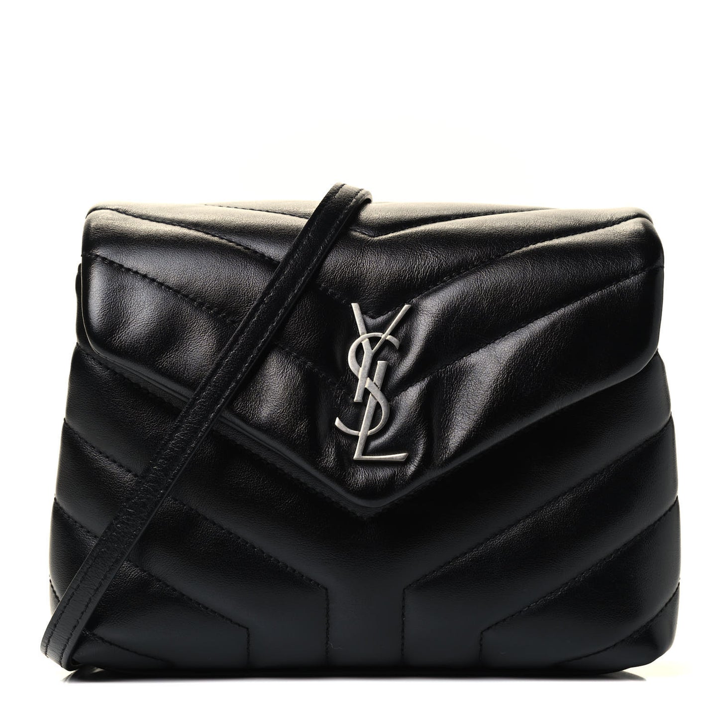 Calfskin Y Quilted Monogram Toy Loulou Crossbody Bag Black