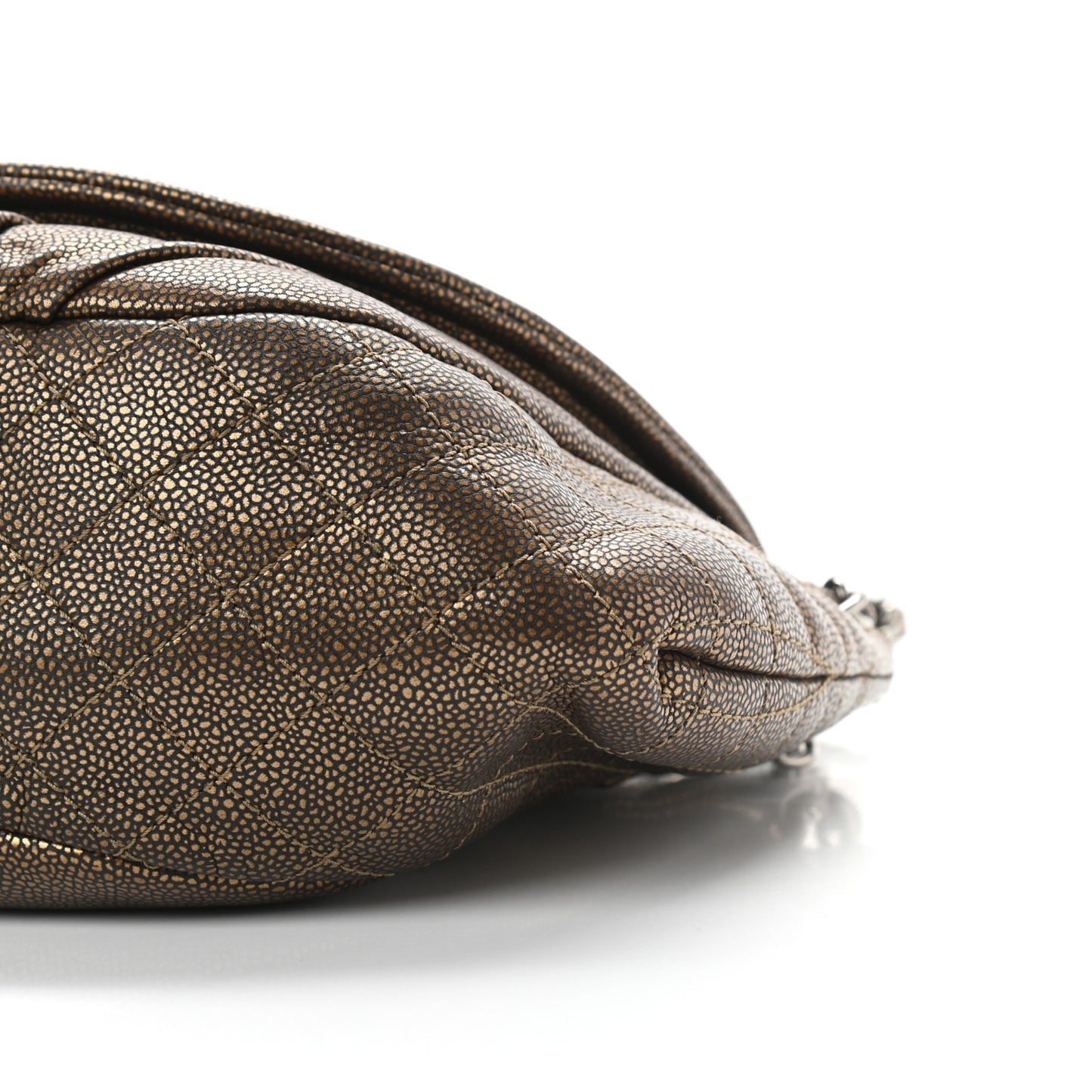Metallic Caviar Half Moon Large Flap Bronze