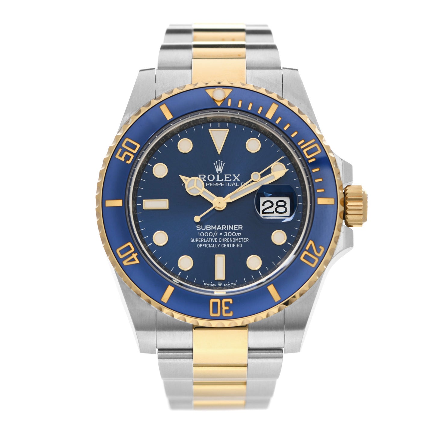 Stainless Steel 18K Yellow Gold 41mm Submariner Date Watch Royal Blue 126613LB