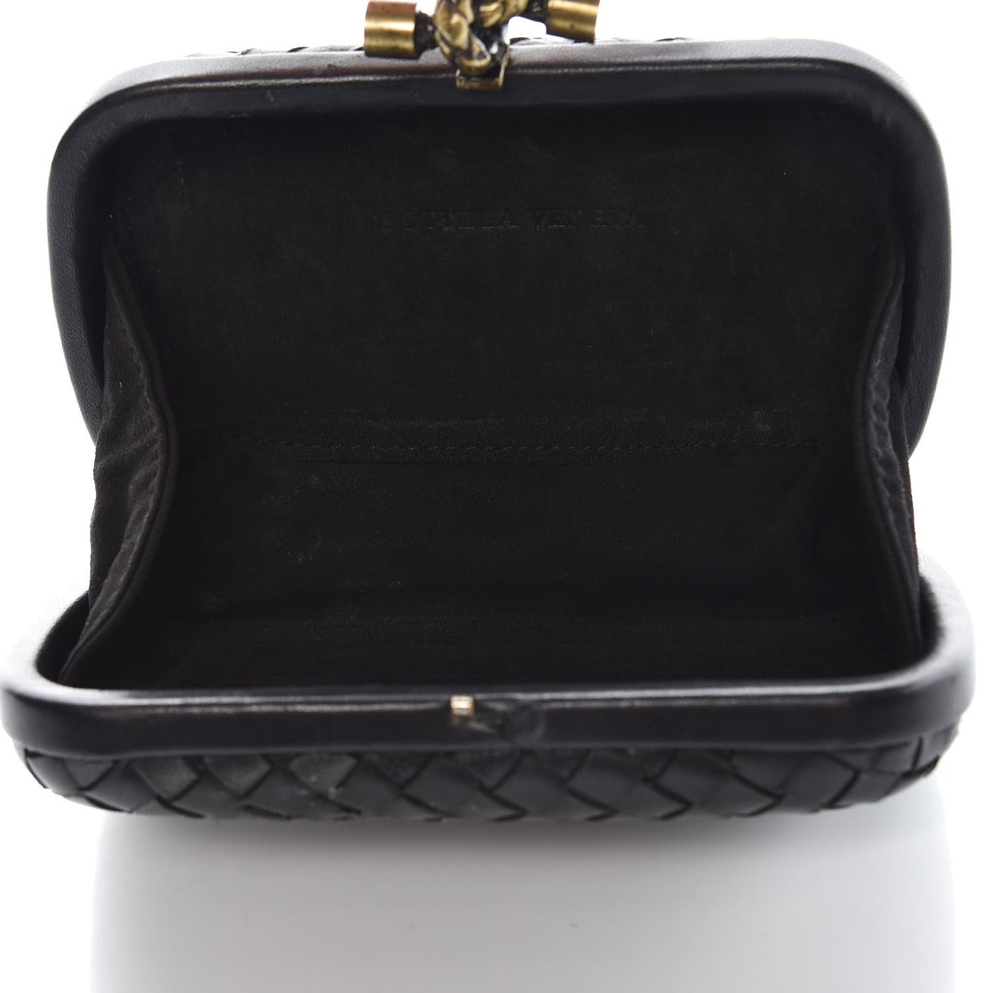Nappa Intrecciato Knot Studded Clutch Black