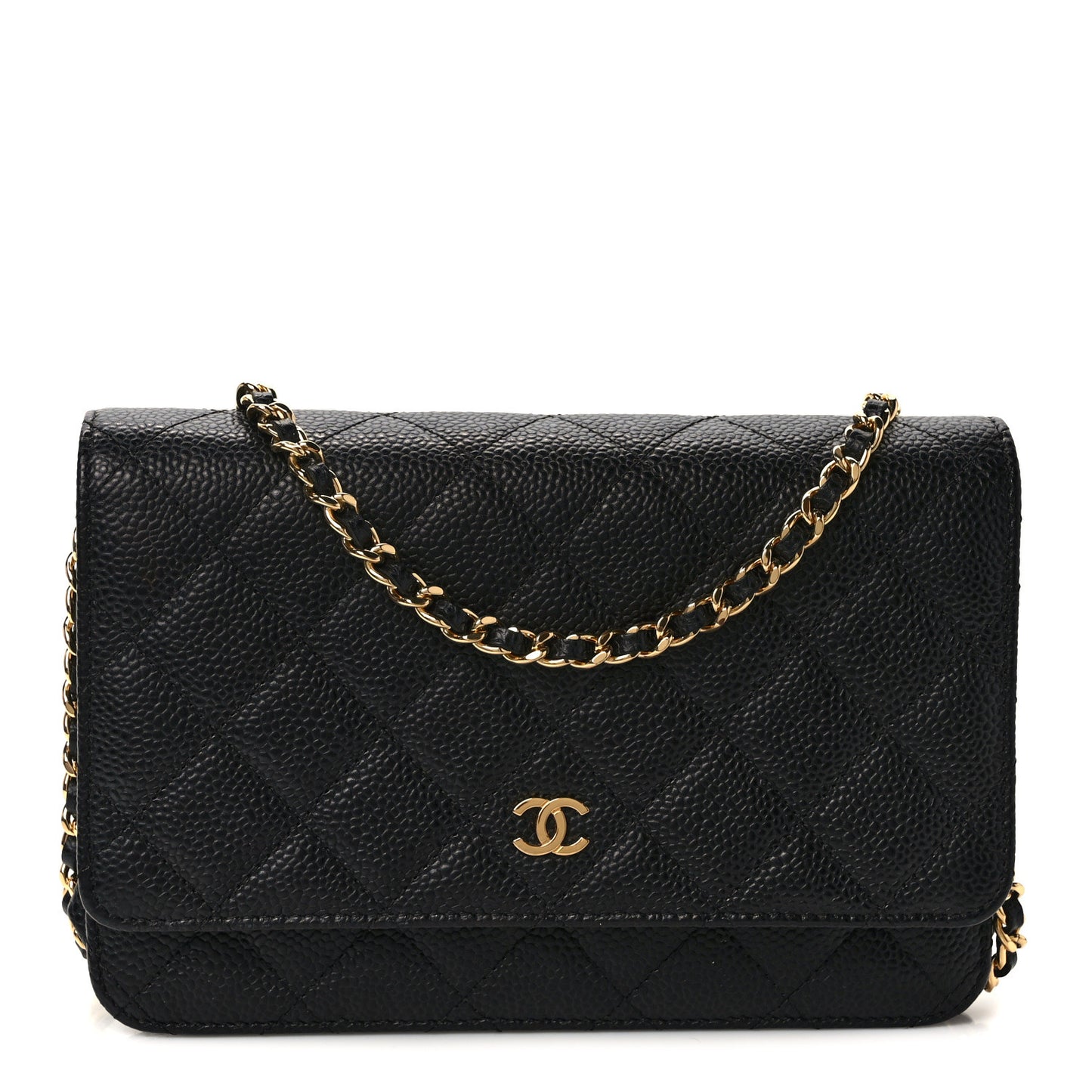 Caviar Quilted Wallet on Chain WOC Black