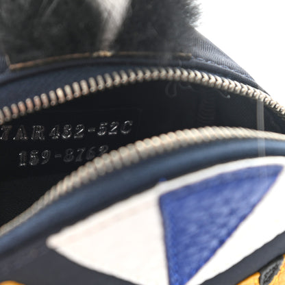 Fendi Nylon Cuoio Romano Nutria Fox Fur Monster Eyes Mini Backpack Charm Blue Black Multicolor 6 of 9