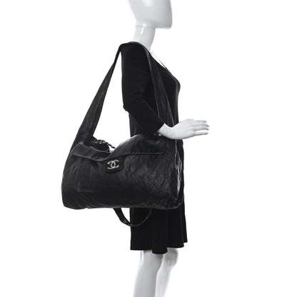 Chanel Vinyl Calfskin Quilted Flap Messenger Black 2 of 15