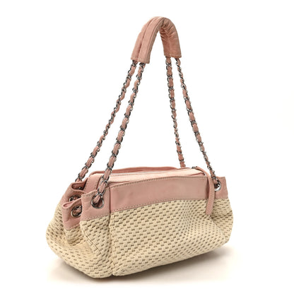 Chanel Canvas Woven Lambskin Lax Accordion Hobo Pink 3 of 12
