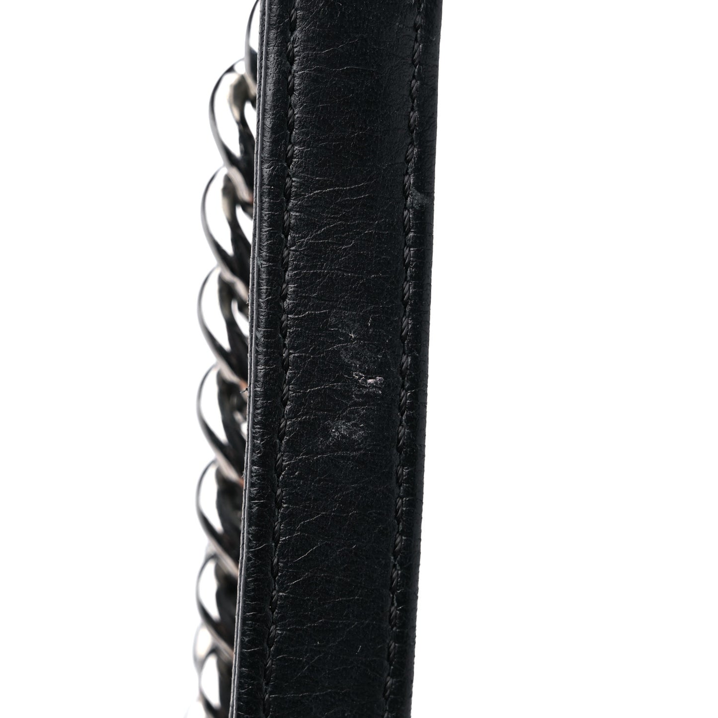 Deerskin Chevron Large CC Chain Bucket Drawstring Bag Black