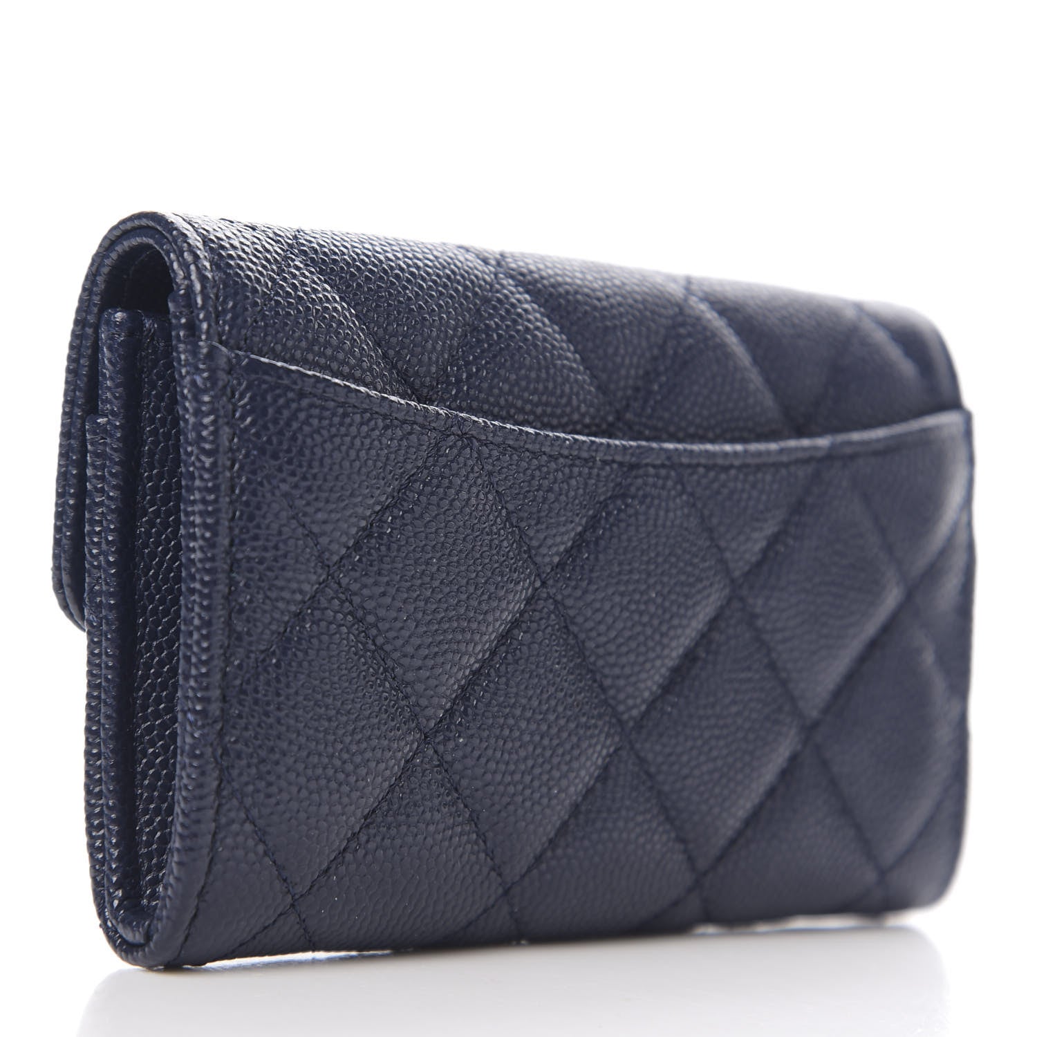 Chanel Caviar Quilted Flap Card Holder Wallet Navy Blue 2 of 8
