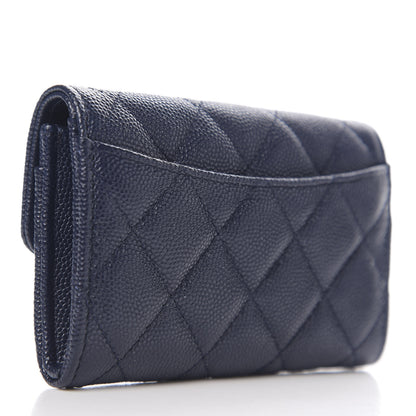 Chanel Caviar Quilted Flap Card Holder Wallet Navy Blue 2 of 8
