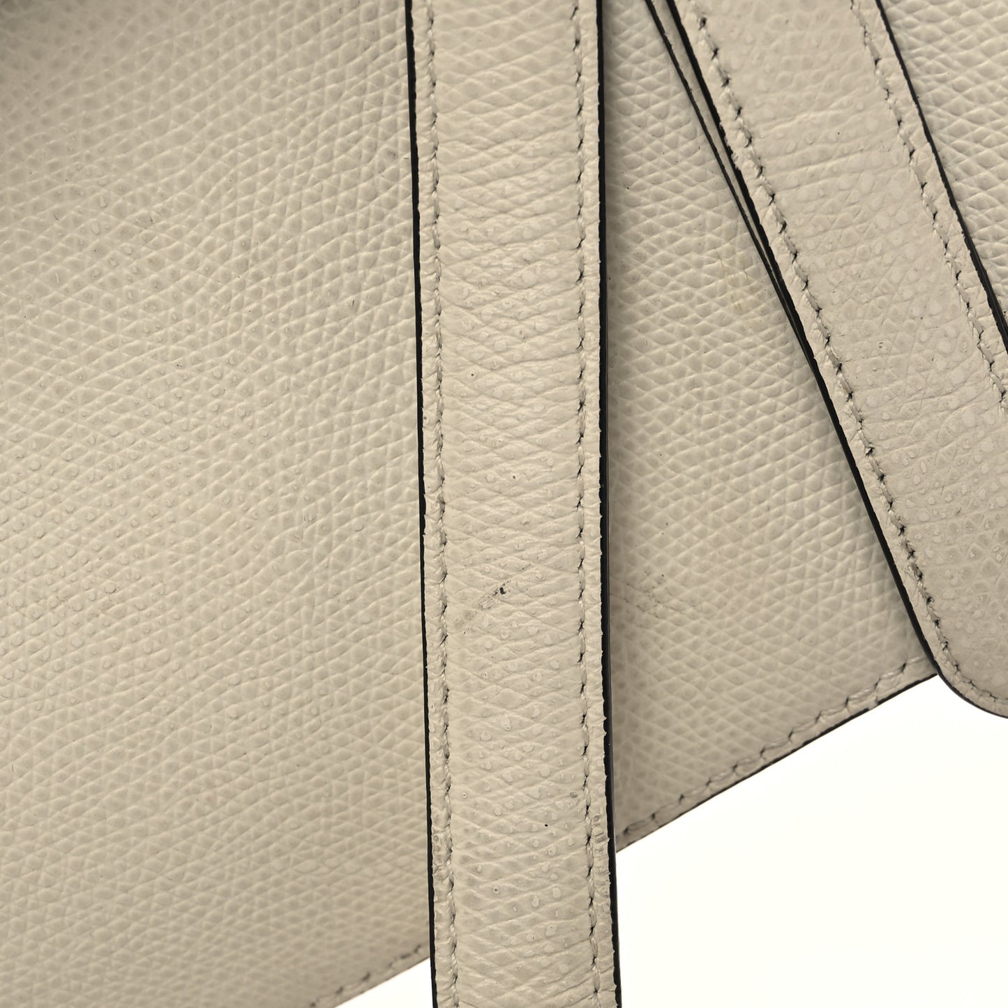 Grained Calfskin Mini Saddle Bag White