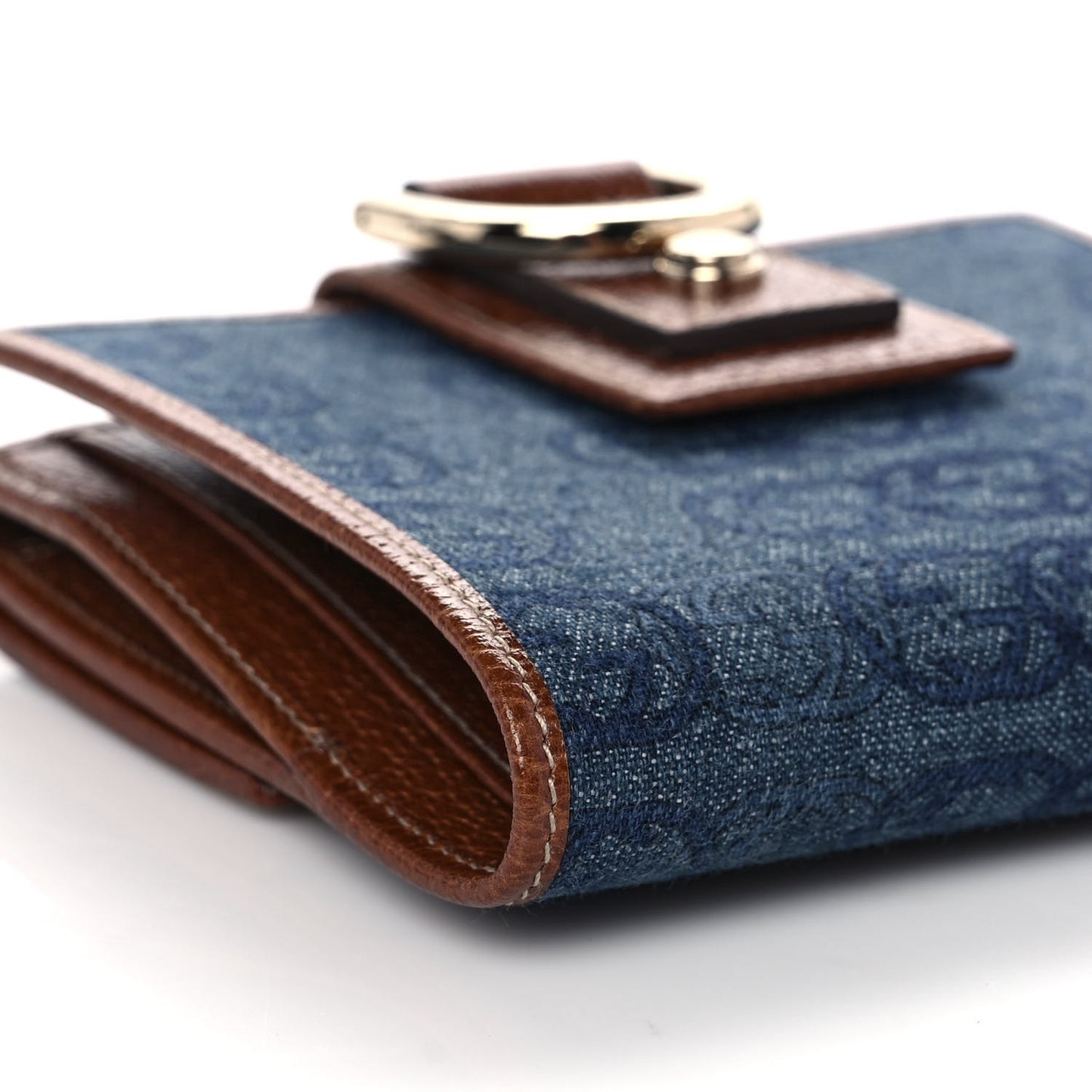 Denim Interlocking G Wallet Blue Tea Cuir