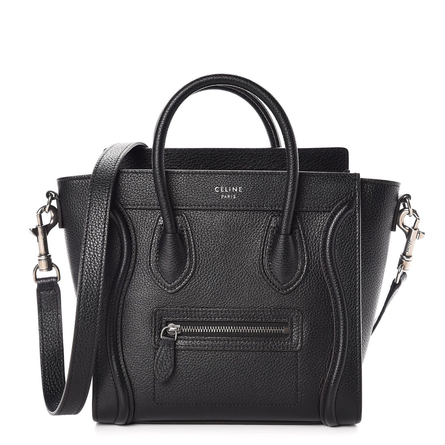 Celine Drummed Calfskin Nano Luggage Black 1 of 8